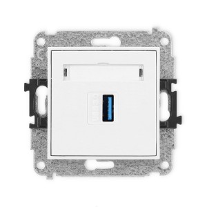 Mechanizm gniazda pojedynczego USB A-A 3.0 Karlik MINI biały MGUSB-5