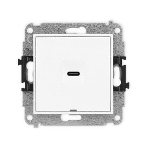 Mechanizm gniazda pojedynczego 1xUSB C-C, bez pola opisowego Karlik MINI biały MGUSBBO-7