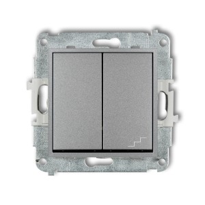Mechanizm łącznika jednobiegunowego ze schodowym (osobne zasilanie) Karlik MINI srebrny metalik 7MWP-10.2