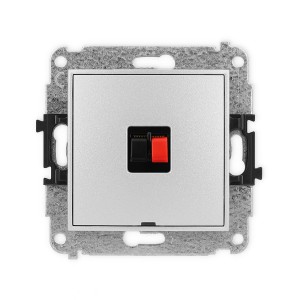 Mechanizm gniazda głośnikowego pojedynczego, bez pola opisowego Karlik MINI srebrny metalik 7MGGBO-1