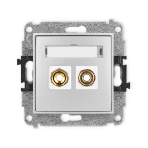 Mechanizm gniazda głośnikowego pojedynczego (typu banan - czerwony i czarny, pozłacany, 4 mm2, skręcany) Karlik MINI srebrny metalik 7MGG-4