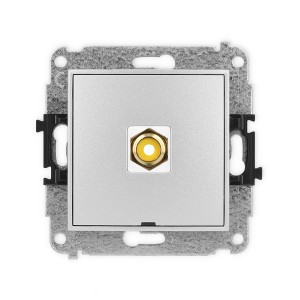Mechanizm gniazda pojedynczego RCA, bez pola opisowego (typu cinch - żółty, pozłacany) Karlik MINI srebrny metalik 7MGRCABO-1