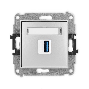 Mechanizm gniazda pojedynczego USB A-A 3.0 Karlik MINI srebrny metalik 7MGUSB-5