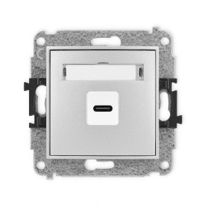 Mechanizm gniazda pojedynczego 1xUSB C-C Karlik MINI srebrny metalik 7MGUSB-7