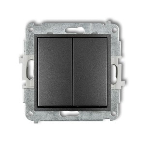 Mechanizm łącznika zwiernego, świecznikowego (dwa klawisze bez piktogramów, wspólne zasilanie) Karlik MINI grafitowy 11MWP-44.1