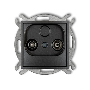 Mechanizm gniazda abonenckiego RTV przelotowego 9dB Karlik MINI grafitowy 11MG9P