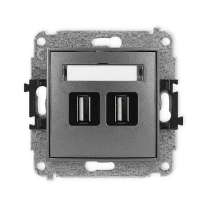 Mechanizm gniazda podwójnego 2xUSB A-A 2.0 Karlik MINI grafitowy 11MGUSB-2