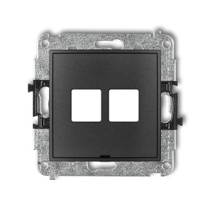 Mechanizm gniazda multimedialnego podwójnego bez modułu, bez pola opisowego (standard Keystone) Karlik MINI grafitowy 11MGMBO-2P