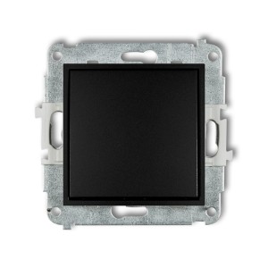 Mechanizm łącznika zwiernego, jednobiegunowego (jeden klawisz, bez piktogramu) Karlik MINI czarny mat 12MWP-4.1