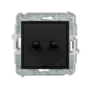 Mechanizm łącznika jednobiegunowego ze schodowym (osobne zasilanie) w stylu amerykańskim Karlik MINI czarny mat 12MWPUS-10.2