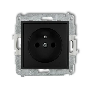 Mechanizm gniazda pojedynczego z uziemieniem 2P+Z (przesłony torów prądowych) Karlik MINI czarny mat 12MGP-1zp