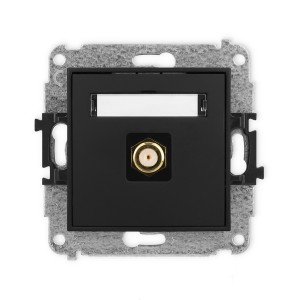 Mechanizm gniazda antenowego pojedynczego typu F (SAT) pozłacany Karlik MINI czarny mat 12MGF-1.1