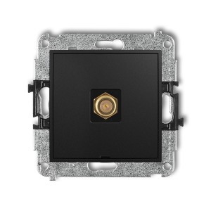 Mechanizm gniazda antenowego pojedynczego typu F (SAT) pozłacany, bez pola opisowego Karlik MINI czarny mat 12MGFBO-1.1