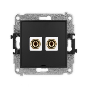 Mechanizm gniazda głośnikowego pojedynczego, bez pola opisowego (typu banan - czerwony i czarny, pozłacany, 4 mm2, do lutowania) Karlik MINI czarny mat 12MGGBO-3
