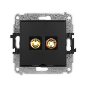 Mechanizm gniazda głośnikowego pojedynczego, bez pola opisowego (typu banan - czerwony i czarny, pozłacany, 4 mm2, skręcany) Karlik MINI czarny mat 12MGGBO-4
