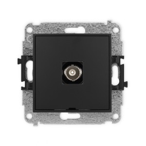 Mechanizm gniazda pojedynczego BNC, bez pola opisowego Karlik MINI czarny mat 12MGBNCBO-1