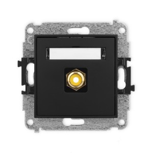 Mechanizm gniazda pojedynczego RCA (typu cinch - żółty, pozłacany) Karlik MINI czarny mat 12MGRCA-1