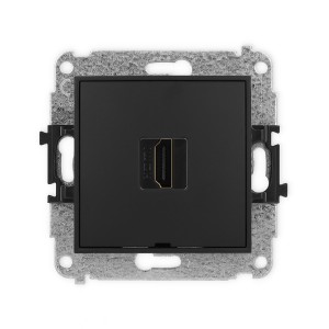 Mechanizm gniazda pojedynczego HDMI 2.0, 4K, bez pola opisowego Karlik MINI czarny mat 12MHDMIBO-3