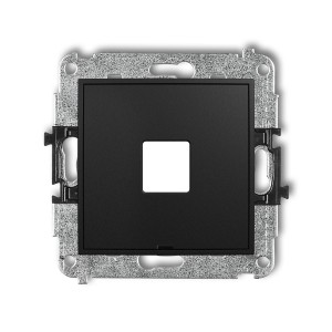 Mechanizm gniazda multimedialnego pojedynczego bez modułu, bez pola opisowego (standard Keystone) Karlik MINI czarny mat 12MGMBO-1P