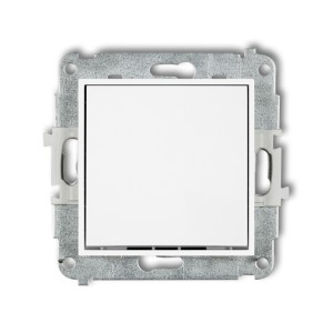 Mechanizm łącznika zwiernego, jednobiegunowego (jeden klawisz, bez piktogramu) Karlik MINI biały mat 25MWP-4.1