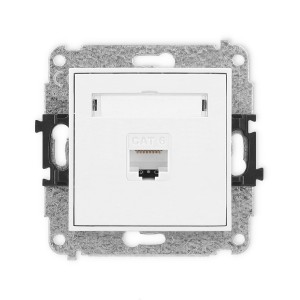 Mechanizm gniazda komputerowego pojedynczego 1xRJ45, kat. 6, 8-stykowy Karlik MINI biały mat 25MGK-3