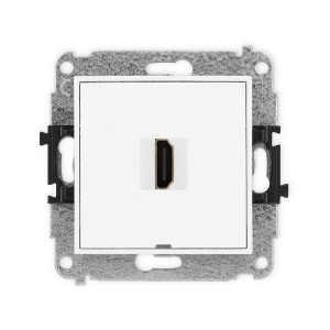 Mechanizm gniazda pojedynczego HDMI 2.1, 8K, bez pola opisowego Karlik MINI biały mat 25MHDMIBO-5