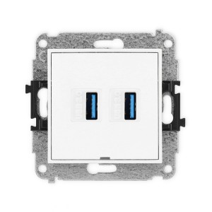 Mechanizm gniazda podwójnego 2xUSB A-A 3.0, bez pola opisowego Karlik MINI biały mat 25MGUSBBO-6