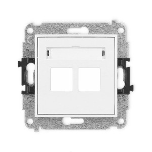 Mechanizm gniazda multimedialnego podwójnego bez modułu (standard Keystone) Karlik MINI biały mat 25MGM-2P