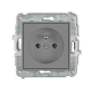 Mechanizm gniazda pojedynczego z uziemieniem 2P+Z (bez przesłon torów prądowych) Karlik MINI szary mat 27MGP-1z
