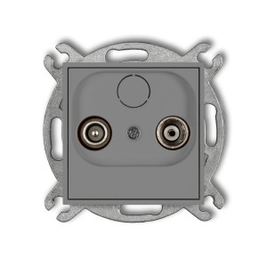 Mechanizm gniazda abonenckiego RTV przelotowego 9dB Karlik MINI szary mat 27MG9P