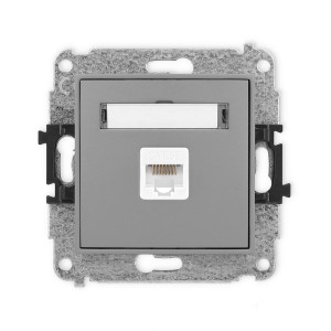 Mechanizm gniazda komputerowego pojedynczego 1xRJ45, kat. 5e, 8-stykowy Karlik MINI szary mat 27MGK-1