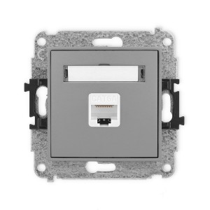 Mechanizm gniazda komputerowego pojedynczego 1xRJ45, kat. 6A, 8-stykowy Karlik MINI szary mat 27MGK-7