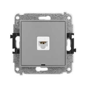 Mechanizm gniazda komputerowego pojedynczego 1xRJ45, kat. 6A, 8-stykowy, bez pola opisowego Karlik MINI szary mat 27MGKBO-7
