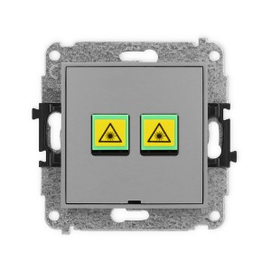 Mechanizm gniazda światłowodowego/optycznego podwójnego, bez pola opisowego Karlik MINI szary mat 27MGOPBO-2