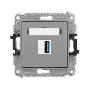 Mechanizm gniazda pojedynczego USB A-A 3.0 Karlik MINI szary mat 27MGUSB-5