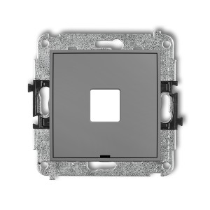 Mechanizm gniazda multimedialnego pojedynczego bez modułu, bez pola opisowego (standard Keystone) Karlik MINI szary mat 27MGMBO-1P