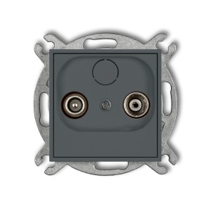 Mechanizm gniazda abonenckiego RTV przelotowego 15dB Karlik MINI grafitowy mat 28MG15P