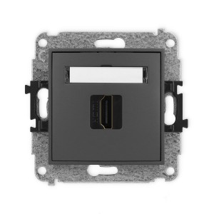 Mechanizm gniazda pojedynczego HDMI 2.0, 4K Karlik MINI grafitowy mat 28MHDMI-3
