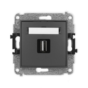 Mechanizm gniazda pojedynczego USB A-A 2.0 Karlik MINI grafitowy mat 28MGUSB-1