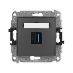 Mechanizm gniazda pojedynczego USB A-A 3.0 Karlik MINI grafitowy mat 28MGUSB-5