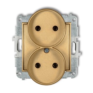 Mechanizm gniazda podwójnego do ramki bez uziemienia 2x2P (bez przesłon torów prądowych) Karlik MINI złoty 29MGPR-2