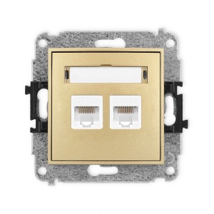 Mechanizm gniazda komputerowego podwójnego 2xRJ45, kat. 5e, 8-stykowy Karlik MINI złoty 29MGK-2