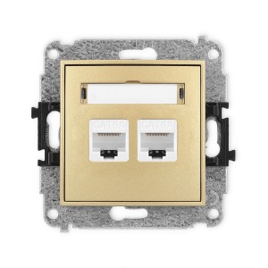 Mechanizm gniazda komputerowego podwójnego 2xRJ45, kat. 6A, 8-stykowy Karlik MINI złoty 29MGK-8