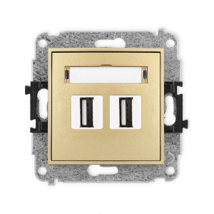 Mechanizm gniazda podwójnego 2xUSB A-A 2.0 Karlik MINI złoty 29MGUSB-2