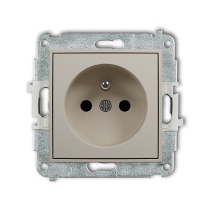 Mechanizm gniazda pojedynczego z uziemieniem 2P+Z (przesłony torów prądowych) Karlik MINI taupe 60MGP-1zp