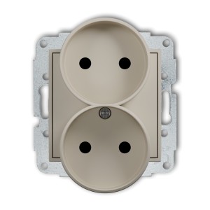 Mechanizm gniazda podwójnego do ramki bez uziemienia 2x2P (przesłony torów prądowych) Karlik MINI taupe 60MGPR-2p