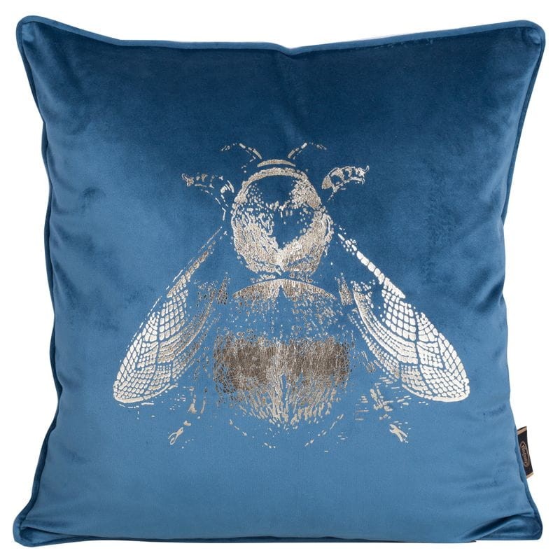 POSZEWKA WELUR VELVET PSZCZOŁA 45X45 CM NIEBIESKA