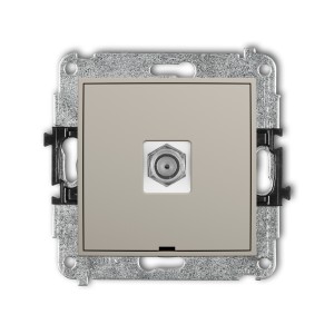 Mechanizm gniazda antenowego pojedynczego typu F (SAT) niklowany, bez pola opisowego Karlik MINI taupe 60MGFBO-1