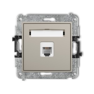 Mechanizm gniazda telefonicznego pojedynczego 1xRJ11, 4-stykowy, beznarzędziowe Karlik MINI taupe 60MGT-1