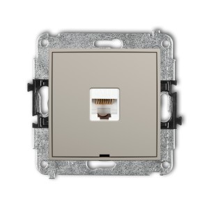 Mechanizm gniazda komputerowego pojedynczego 1xRJ45, kat. 5e, 8-stykowy, bez pola opisowego Karlik MINI taupe 60MGKBO-1